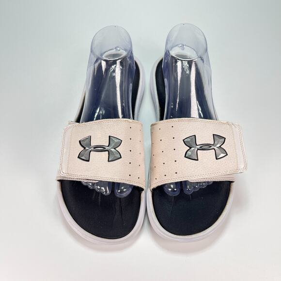 Under Armour Ignite VI White Black Adjustable Strap Slide Sandals Men's Size 10 - Picture 3 of 9